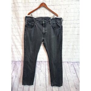 True Religion Mens 44x31 Dark Dust Section Straight Jeans Flap Pocket